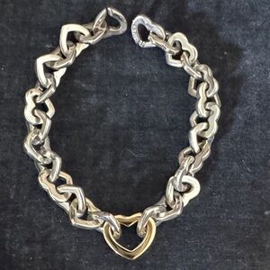 Tiffany Sterling Silver and 18K Gold Open Heart Bracelet